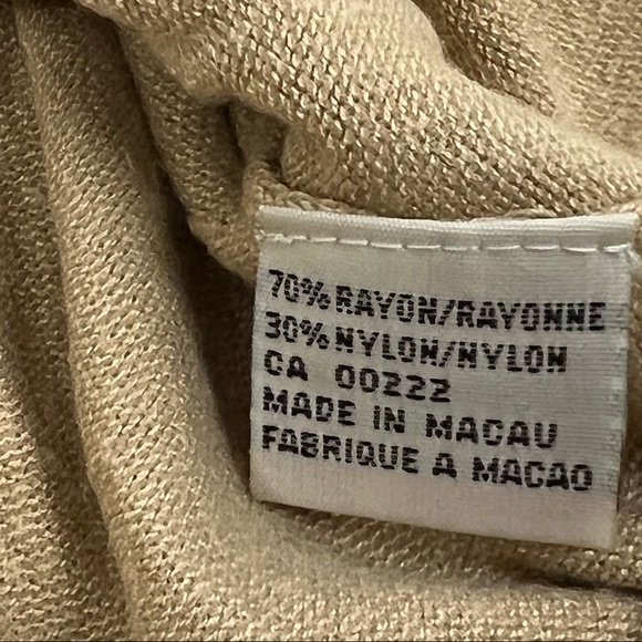 The Work Connection Tan 3/4 length long Sleeve V Neck Basic Knit Shirt Sz Large - Picture 3 of 5